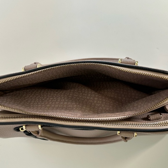 Kate Spade leather satchel bag with removable strap in taupe w/ black trim. - Picture 11 of 16